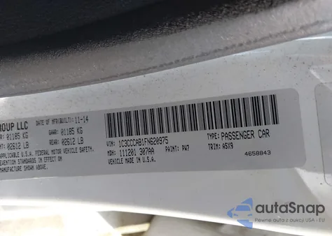 2015 Chrysler 200 Limited z USA, uszkodzony, nr VIN 1C3CCCAB1FN620975